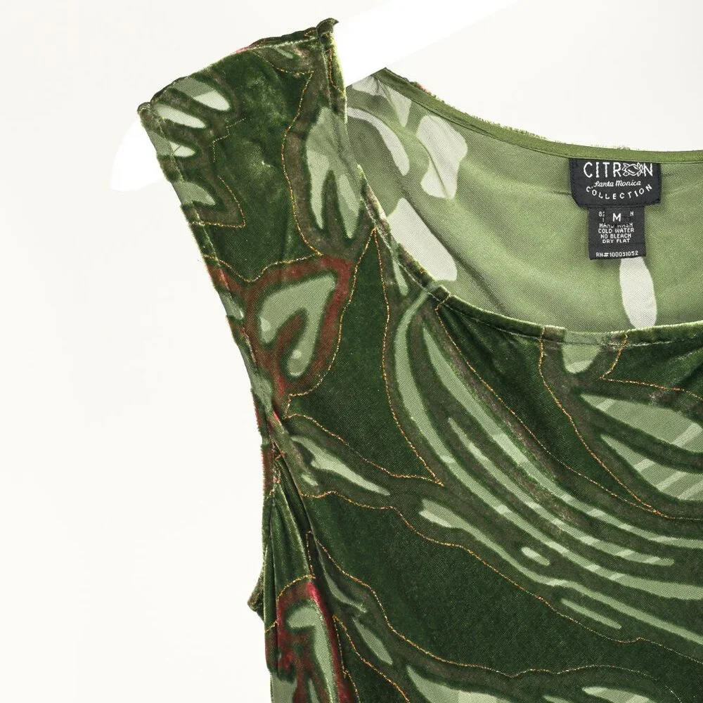 Citron Santa Monica Green Floral-Burnout Velvet Maxi Dress - Picture 4 of 9